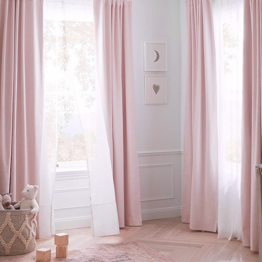 4 Wamsutta Curtain Panels Cotton Pink Tab Top Curtains, New, 41”x 84”